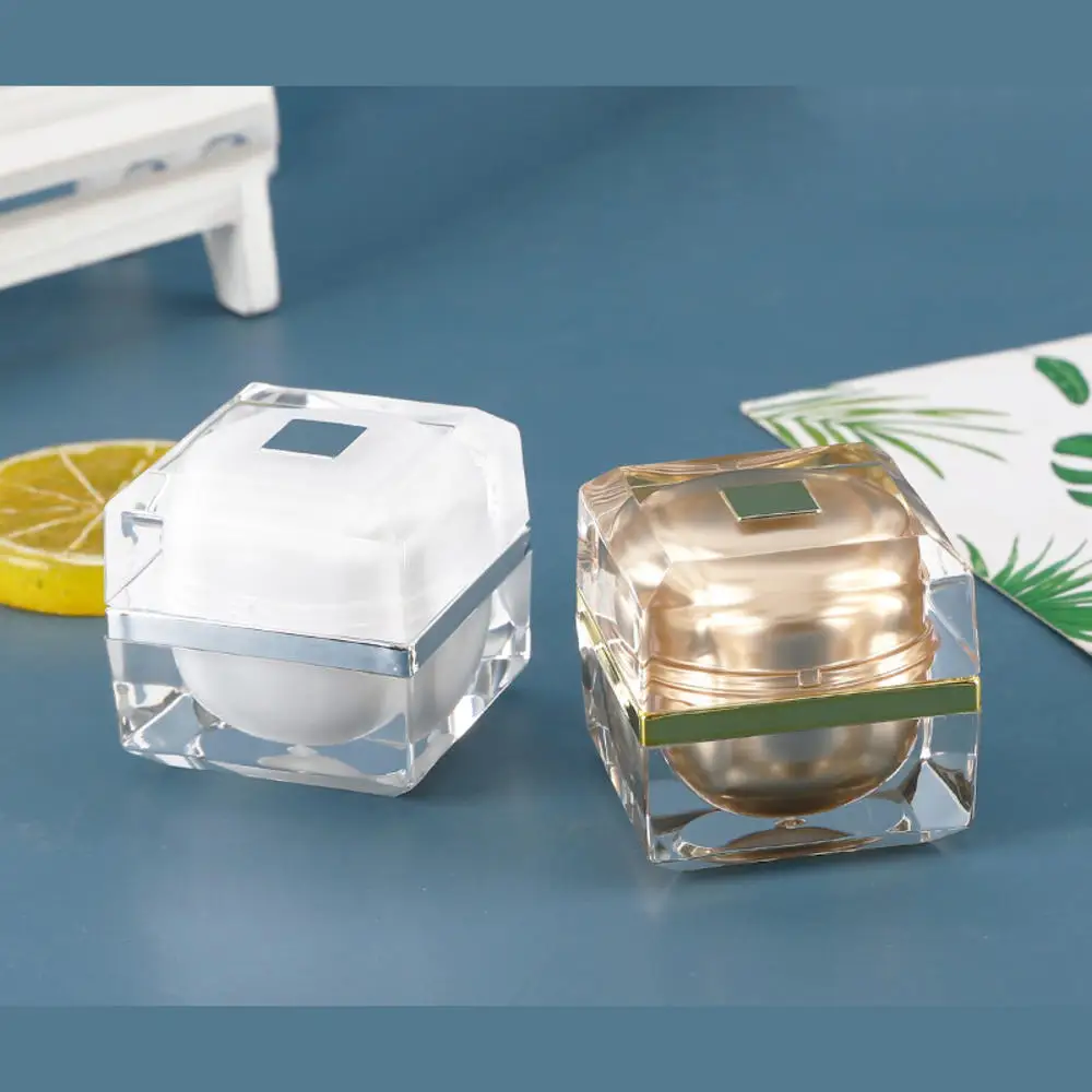 10g Acrylic Face Cream Bottle Transparent Square Cosmetics Refillable Bottles Empty Cream Jar Dispenser