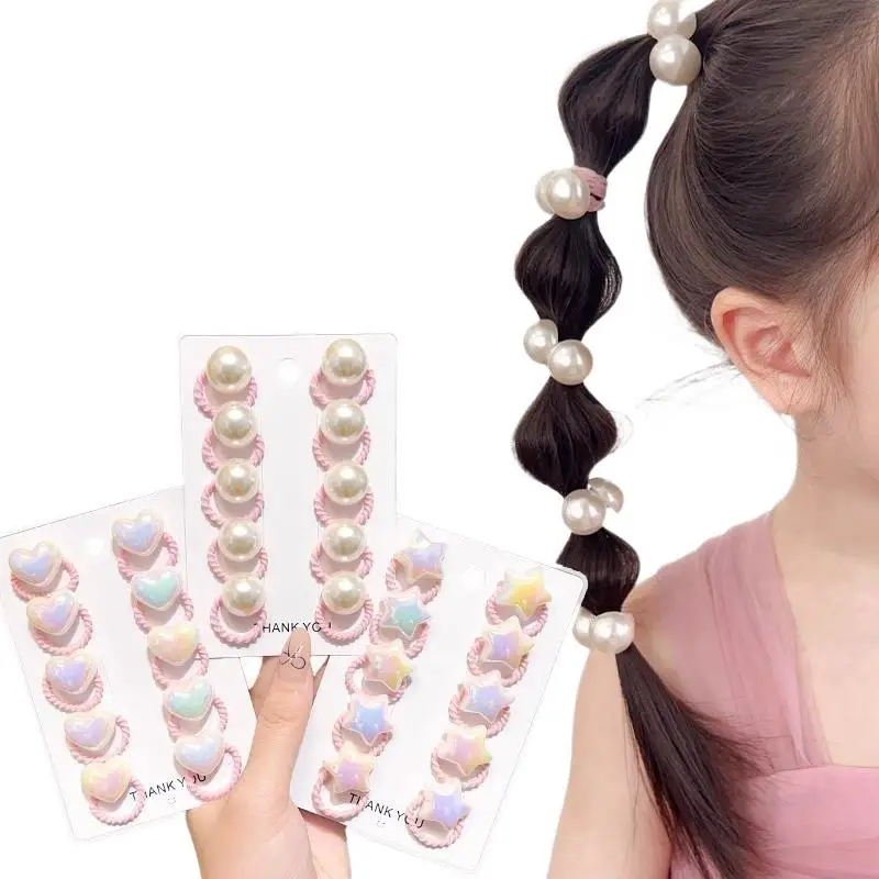 10 Stück Niedliche Haarbänder für Babymädchen mit Cartoon-Herz- und Sternmotiven, Elastische Haargummis für Kleinkinder, Kinder-Haarbänder, Kopfbedeckung, Neu – Detail 5