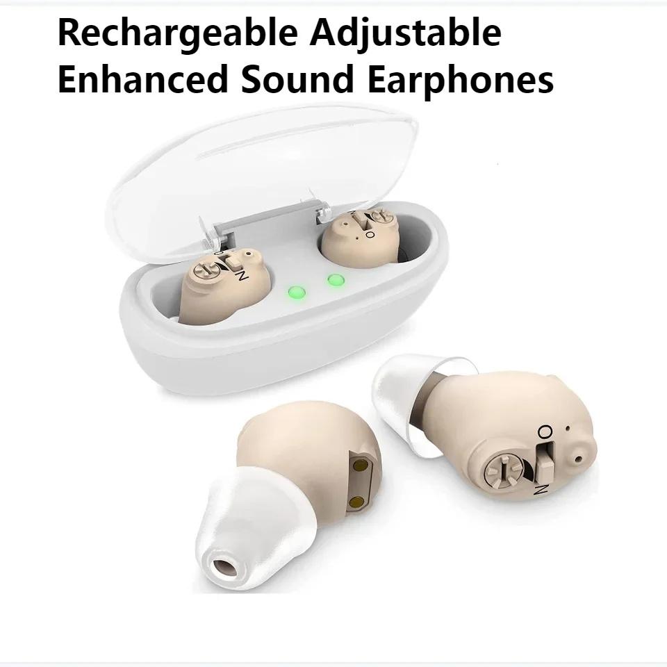 New Senior-Focused Mini Noise-Canceling Clear Audio Earphones Rechargeable Adjustable Enhanced Sound Earbuds For Elderly Gift