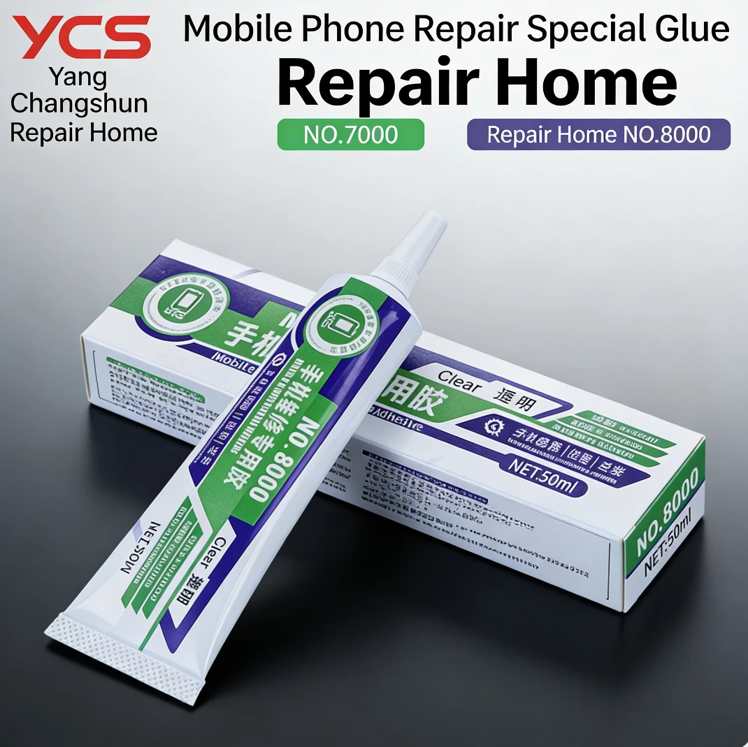 YCS No.7000/No.8000 50ML High-Strength Phone Repair Glue Clear & Black Adhesive for LCD Display Frame Bonding Glass/Panel Fixing