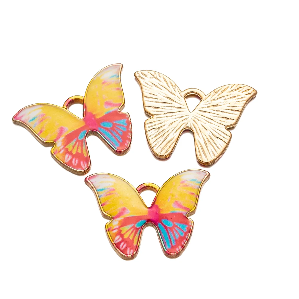 10Pcs 21x15mm Alloy Metal Drop Oil Butterfly Charms Animal Pendant For DIY Stylish Bracelet Necklace Jewelry Crafts Making