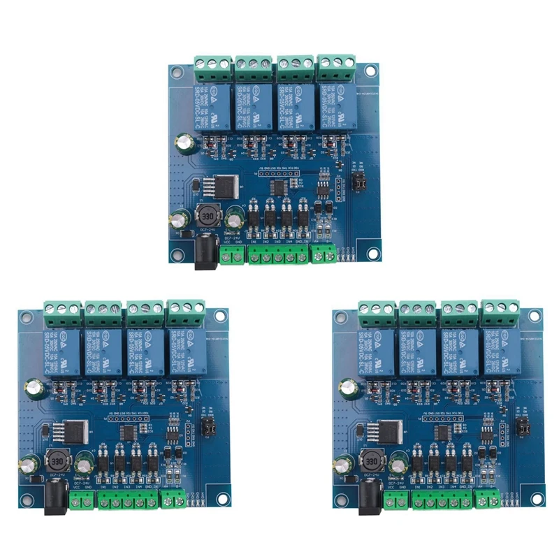 

3X Modbus Rtu 4-канальный релейный модуль Вход 485 Ttl Uart Связь 4-канальный вход Релейный модуль 7-24 В