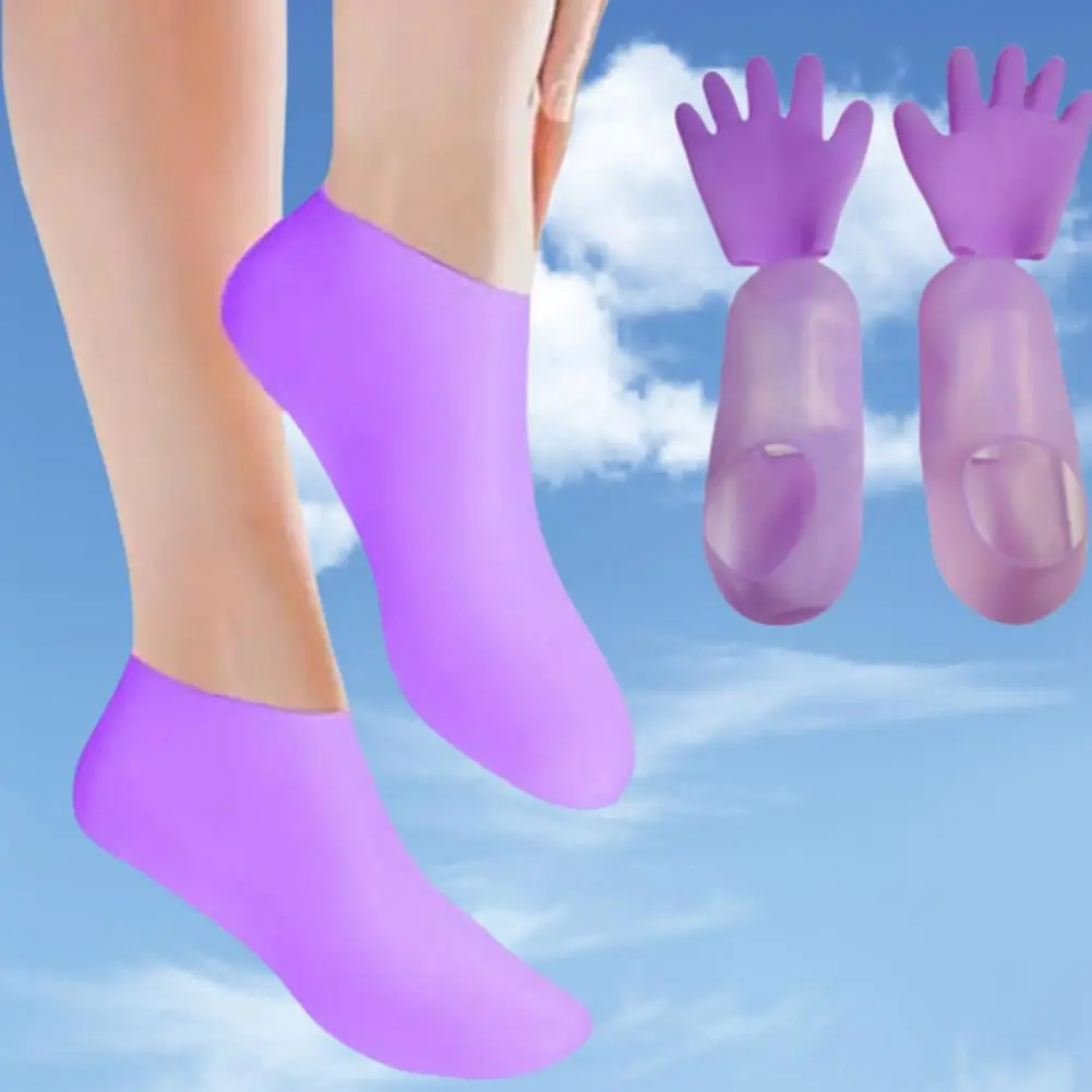 

Фиолетовые силиконовые увлажняющие носки и перчатки, анти-уход, сушка, маски для растрескивания рук, инструмент для удаления омертвевшей кожи F A4R6