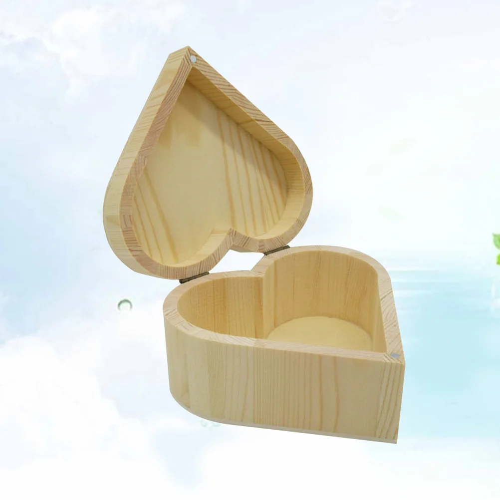 

Heart Shaped Wooden Jewelry Gift Box Dustproof Scratch Resistant Flip Design Storage Case For Bracelet Bangle Earrings Birthday