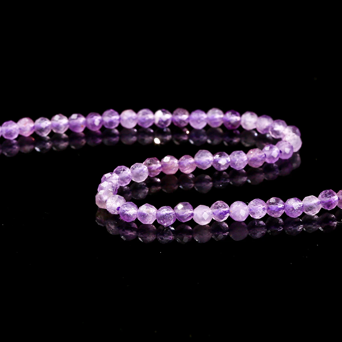 2 3 4 مللي متر الأوجه 3A الجمشت الطبيعي حبة صغيرة مستديرة فضفاض خرزة مباعدة لصنع المجوهرات عقد دي اي واي سوار الإكسسوار 15 " #4