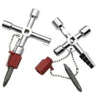 4in1 Silver Key Wrench Electrical Elevator Control Cabinet Valve Inner Triangle Quadrangle Screwdriver Tool Set 2