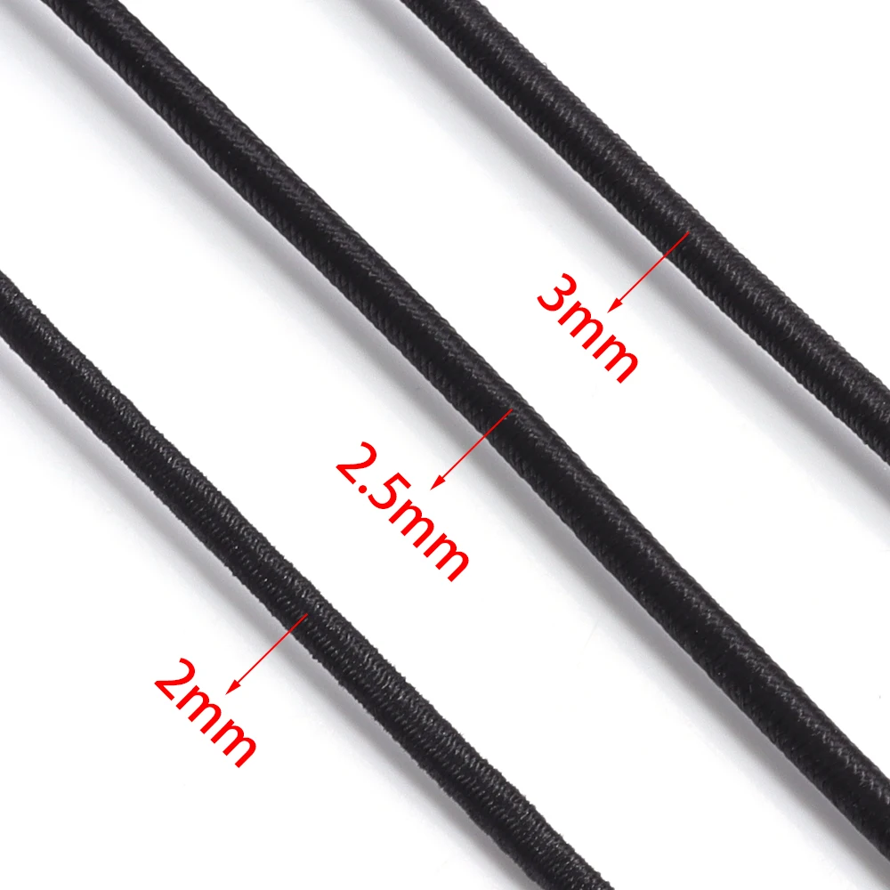 10 m, 2/2,5/3 mm, starkes elastisches Seil, weiß/schwarz, rundes elastisches Seil, Gummiband, zum Nähen von Kleidungsstücken, zum Basteln, für DIY-Nähbedarf – Detail 1