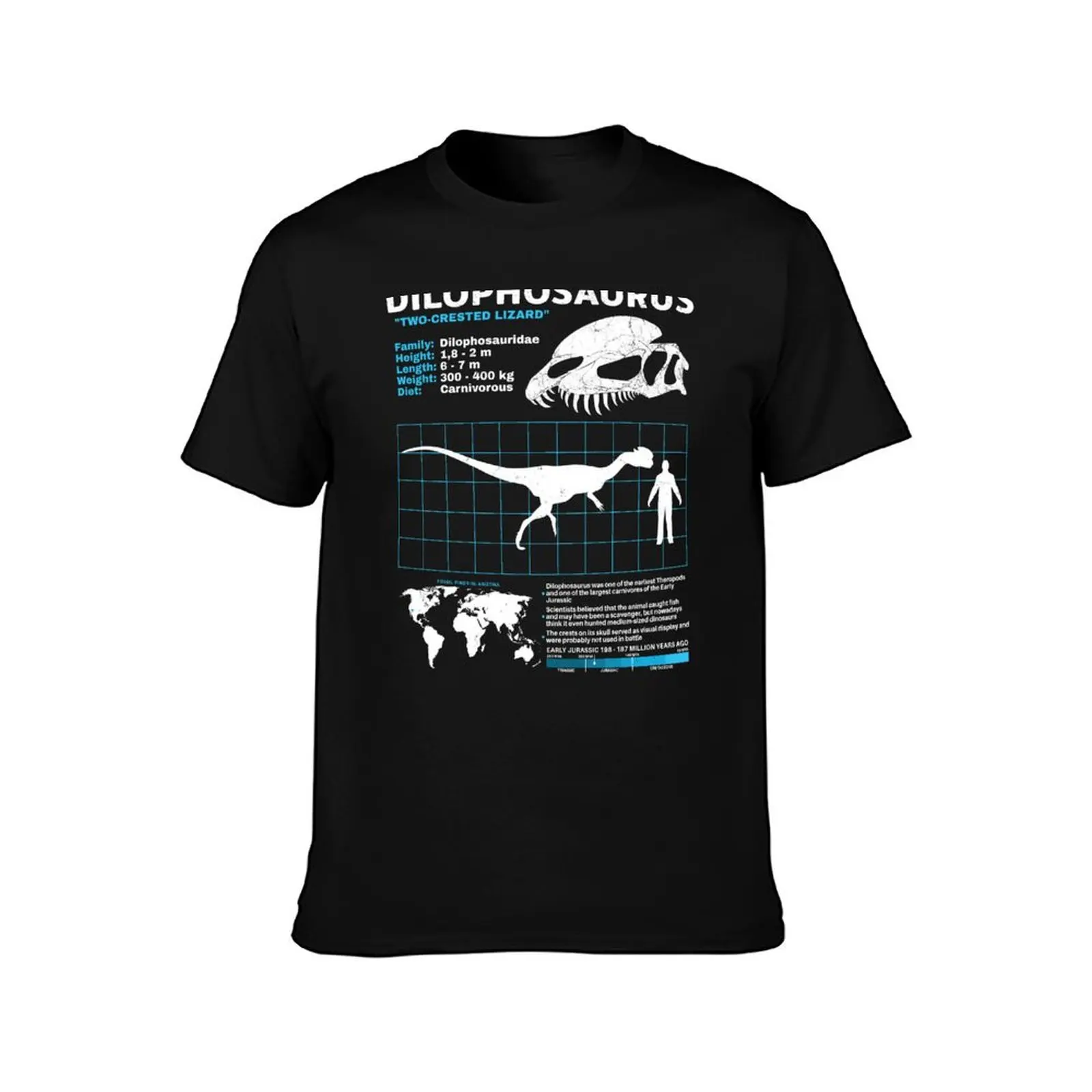 Dilophosaurus data sheet T-Shirt Soft Basic Cotton Short Sleeve Tee T-Shirt