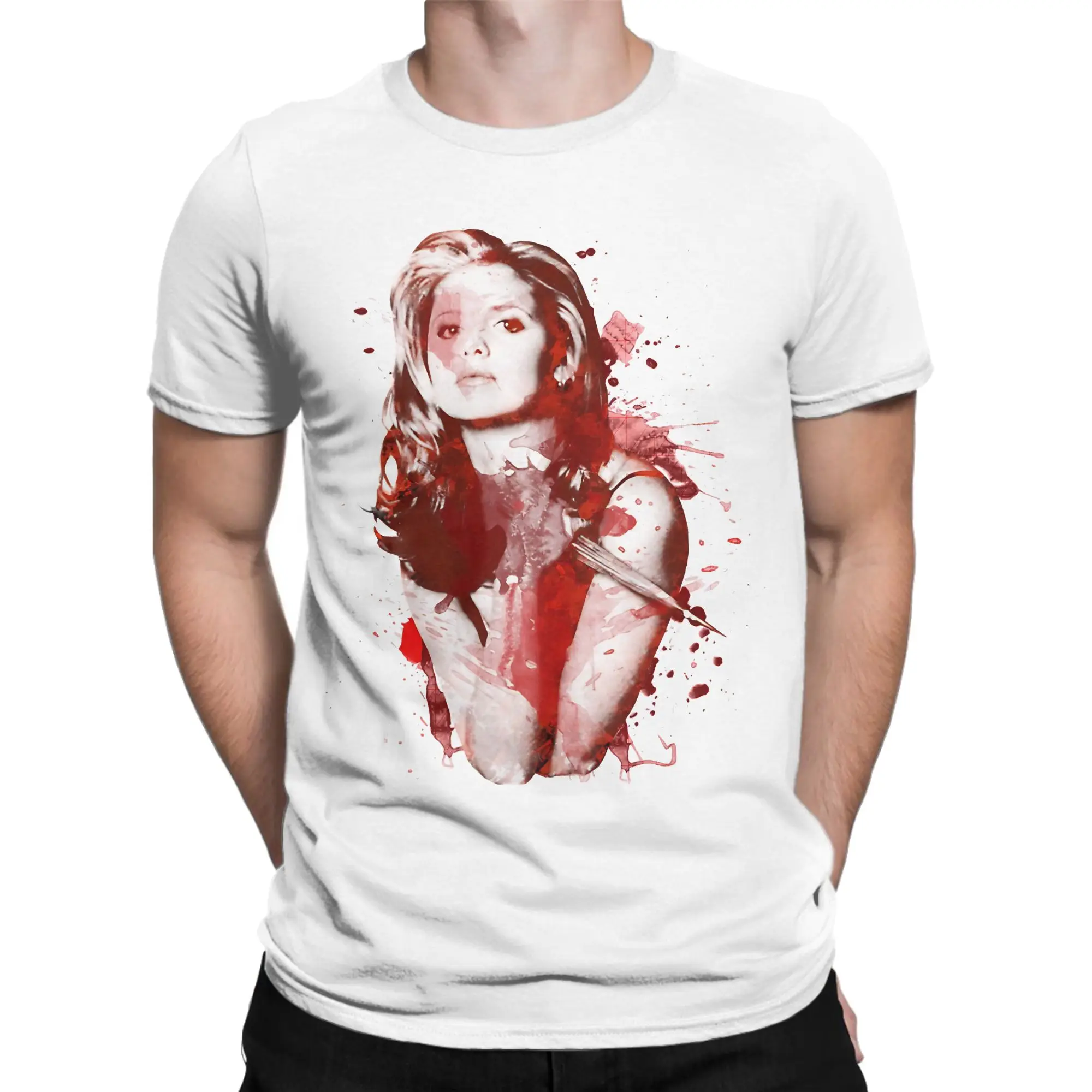 Novelty Splatter Buffy the Vampire Slayer T-Shirt for Men Women Cotton T Shirt  Short Sleeve Tee Shirt Graphic Printed Clothing