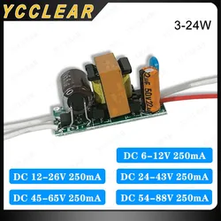 3W 4-7W 8-12W 13-18W 18-24W sterownik LED AC85-265V zasilacz 250mA transformator oświetleniowy dla majsterkowiczów LED moc światła