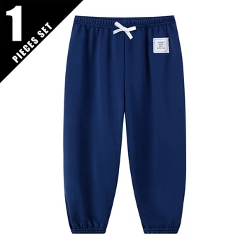 Kids Casual Sports Trousers 3 1/3 Pcs Four Seasons Children's Leisure Sports Pants Solid Color Basic Boy Running Holiday 9 Pants Girl Joker Comfortable Pants 3