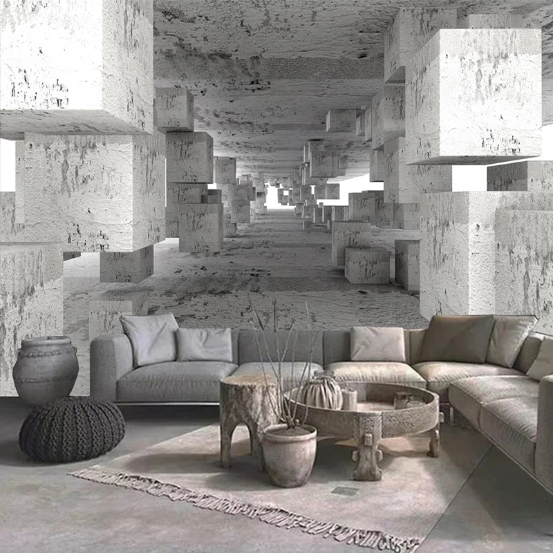 Custom Photo Mural 3D Abstract Space Cement Wallpaper Living room TVbackground wall bedroom restaurant study Hotel Geometry 8d