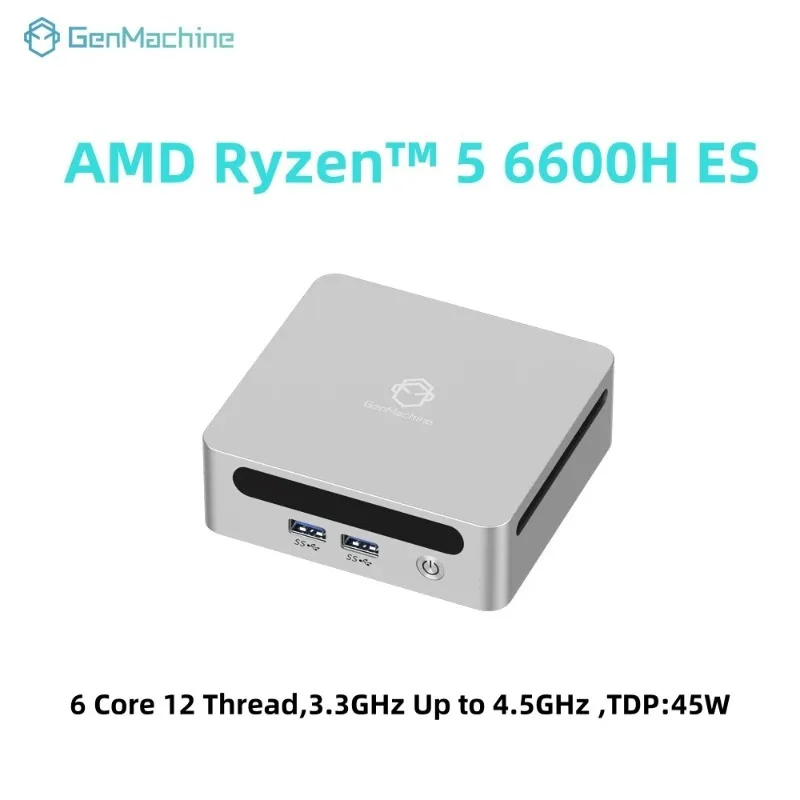

Мини-ПК Genmachine AMD R5 6600H ES, новый, с Windows 11, WiFi 6, для игр, DDR5 4800 МГц, процессор 4.2 ГГц, M.2 SSD, поддержка 4K