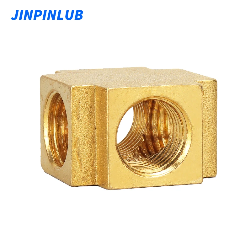 JINPINLUB PJDB Brass Four-Way Square Connector Internal Thread Cross Pipeline Fittings Pt1/8 2/8 3/8 for Plumbing