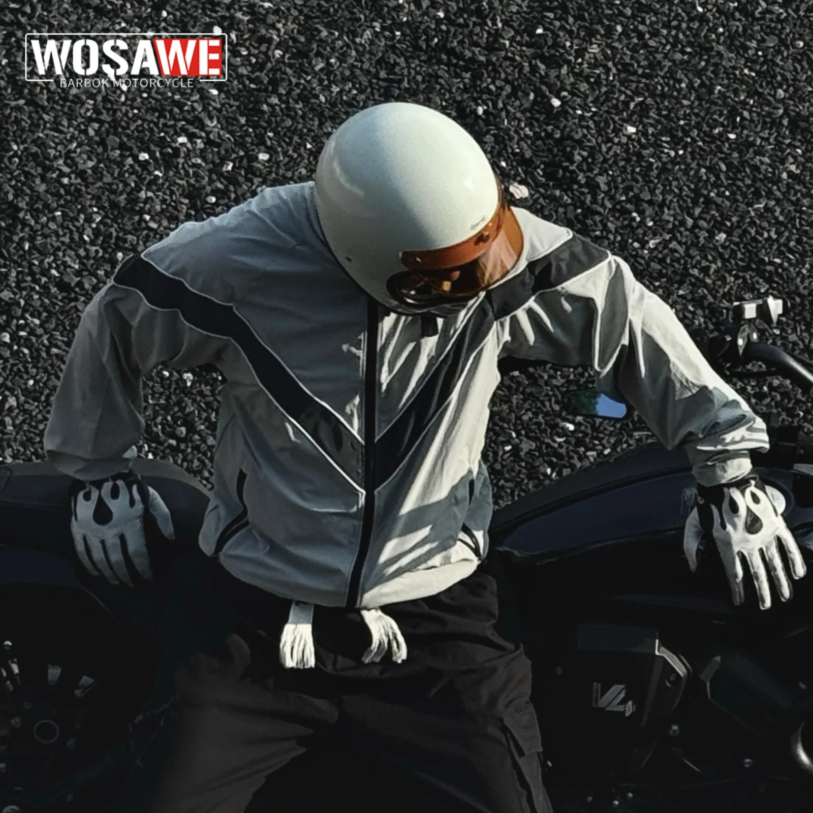 WOSAWE Men Motorcycle Jacket Windproof Waterproof Reflective Cycling Windbreaker MTB Bicycle Long Sleeve Jacket Bike Coat