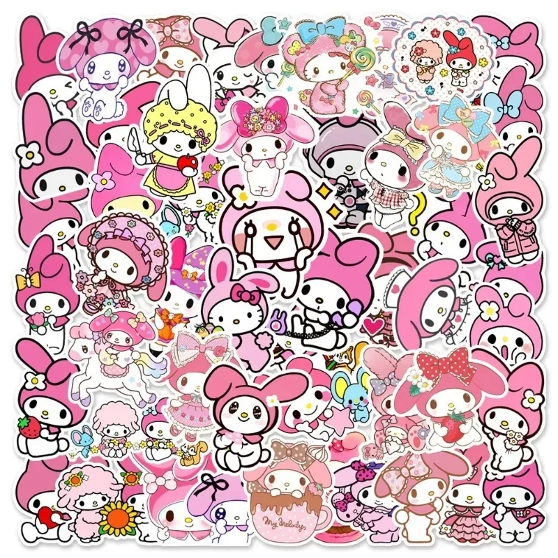 50/100 Sanrio Stickers Waterproof Cute Anime Sticker Pack Hello Kitty Kawaii Laptop Stationery Cinnamoroll Aesthetic Children's