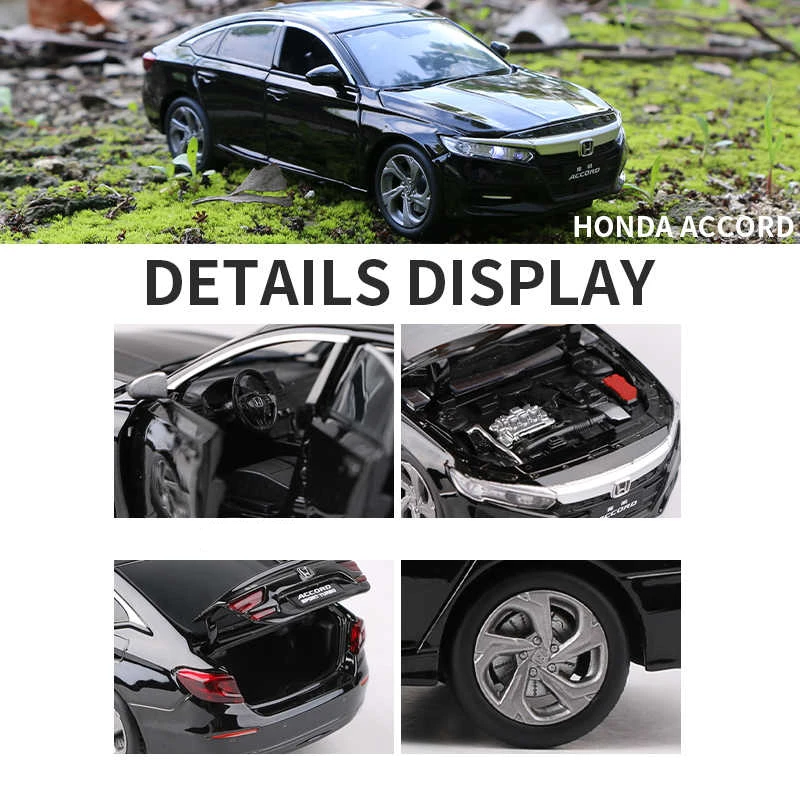 1:32 HONDA Accord Alloy Car Model Diecasts & Toy Vehicles Metal Car Model Collection Sound and Light Simulation Childrens Gifts