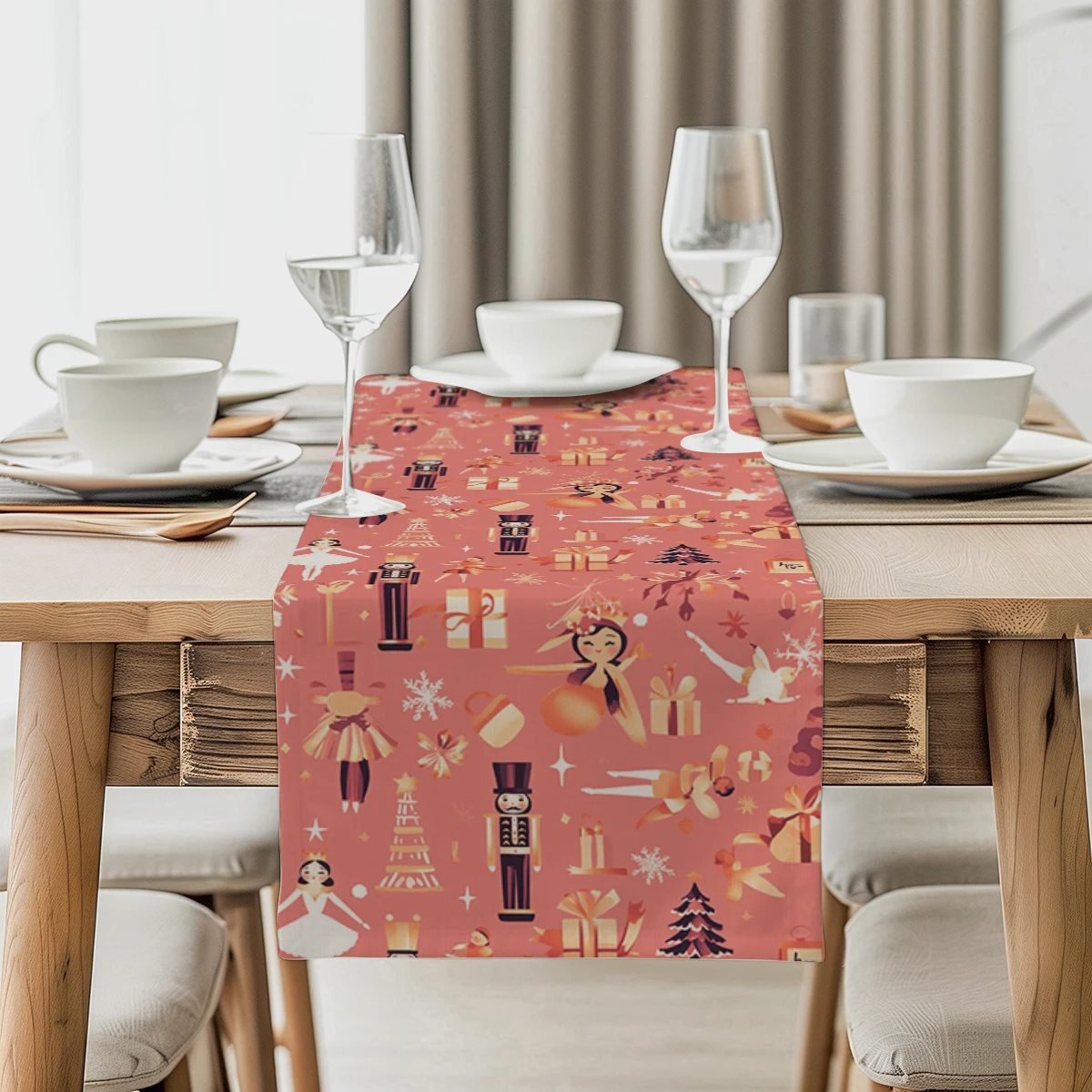 Christmas Gift Box Table Runner Dresser Decor for Kitchen Holiday Party Table Runners Home Dining Room Kitchen Table Decoration