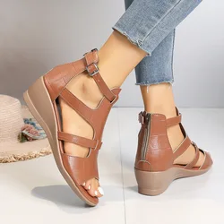 Plus Size 35-43 Shoes for Women Summer Fashion Women Wedges Comfortable Black Brown Sandals Zapatos De Mujer Platform Sandals