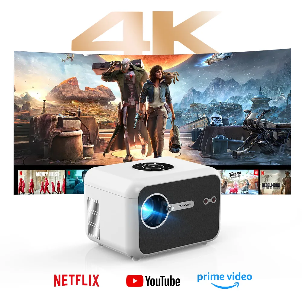 

CAIWEI A6L Full HD 1080P Projector 4K Home Theater 2500 ANSI Dolby for Movies Smart TV WiFi Auto Focus Beam Projector with MEMC