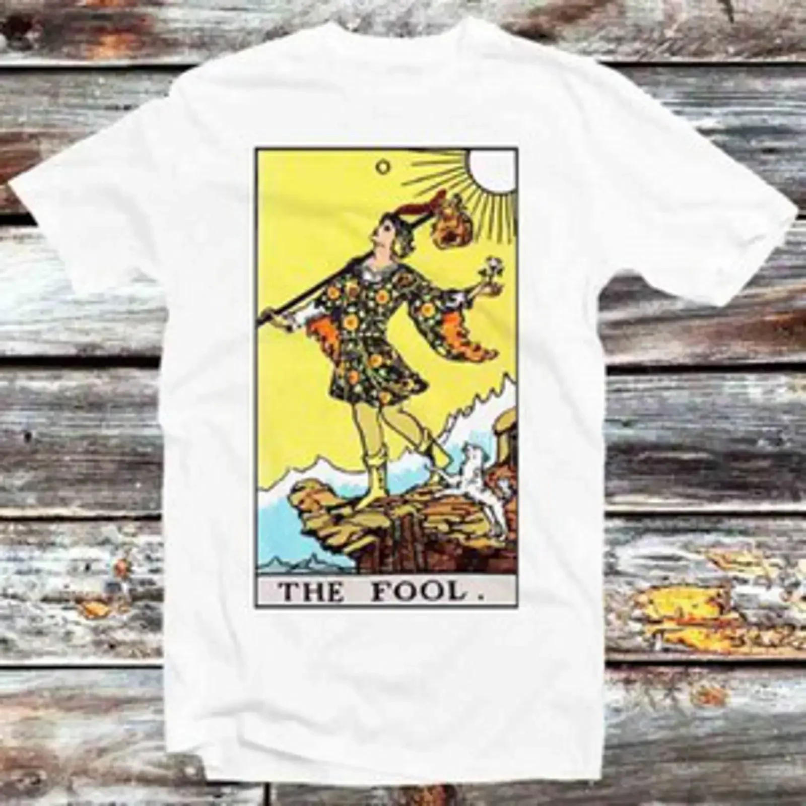 Tarot Der Narr Spielkarte T Shirt B1059 vintage Washed Breathable homme Soft Stretched fashion Casual designer clothes