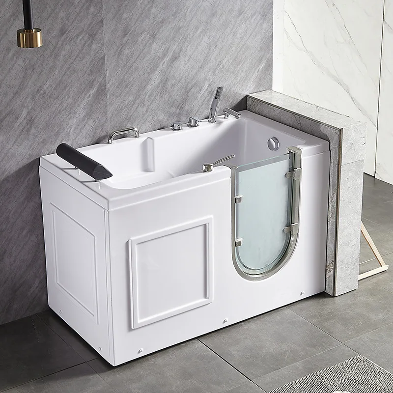 Household acrylic side door small apartment walk-in elderly pregnant women surfing massage thermostatic sitting bath tub
