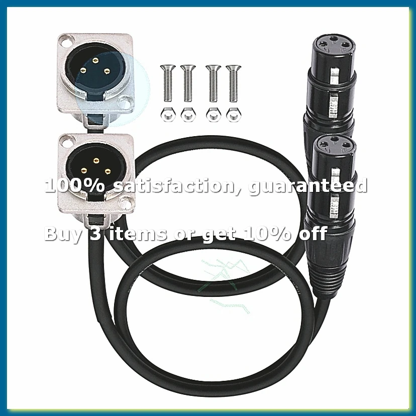 2 Pack XLR Pass Through Cable,Stage Box 3 Pin D-Type XLR Female to Male for Patch Panel, Floor Box-A25R