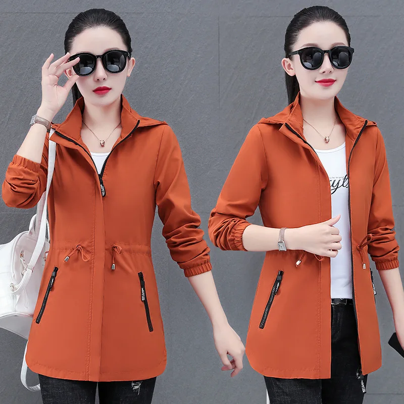 

Женское джато средней длины со съемным капюшоном, весенне-осеннее свободное пальто большого размера с завязками на талии, Busin Gentleman Sle