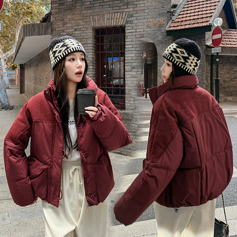 

High Shine Winter Women's Padded Coat Spliced Sequined Horn Toggle Button Quilted Jacket For Female Korean-style Thick Lady Coat