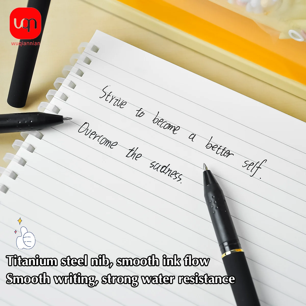 

WQN 4/8/12pcs 0.7mm high-capacity black matte gel pens, smooth writing, quick-dry and wear-resistant, even ink flow, school