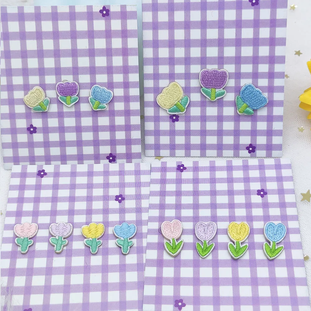 Cute Mini Flower Embroidery Patch Self-adhesive Applique Decorate Phone Case Wallet Paste Stationery Hand Book Iron Sticker