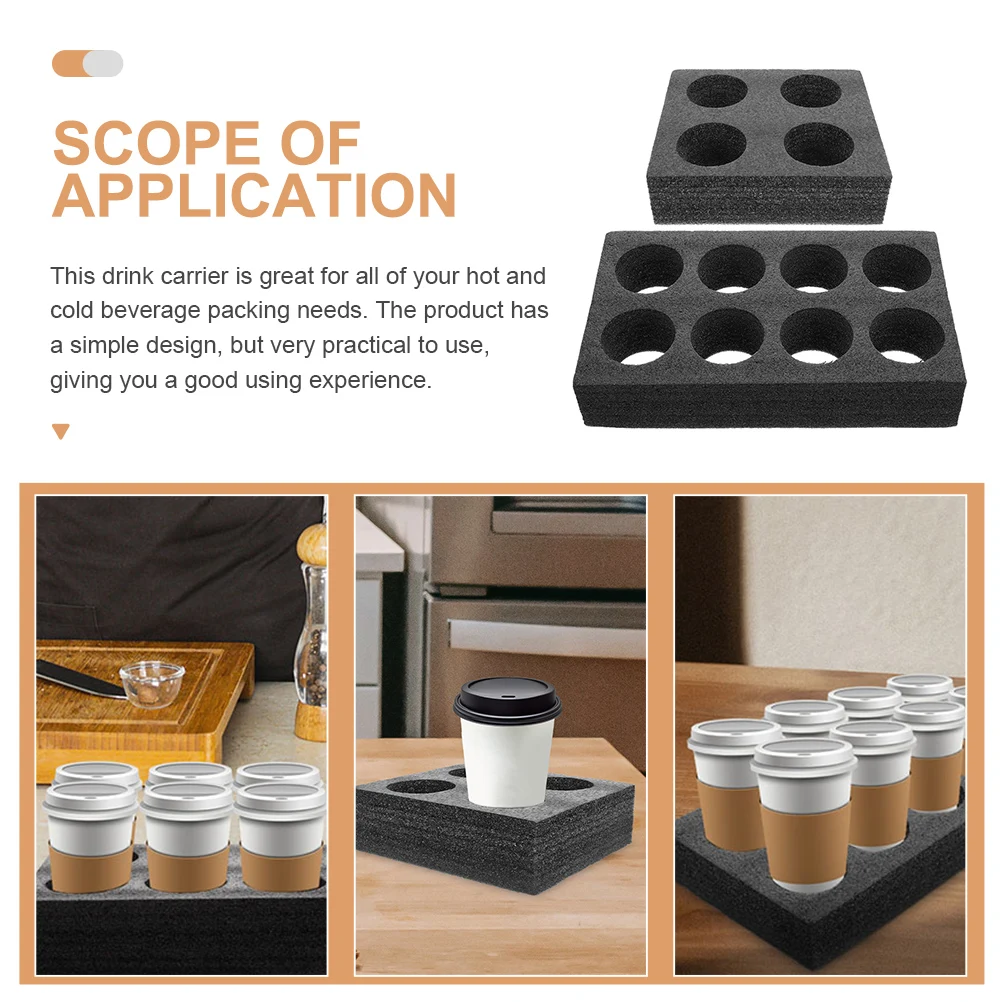 

2 pcs Cup Tray Portable Pearl Cotton Safe Practical Restaurant Coffee Shop Multi hole Holder Takeout Carrier Hot Cold Drinks
