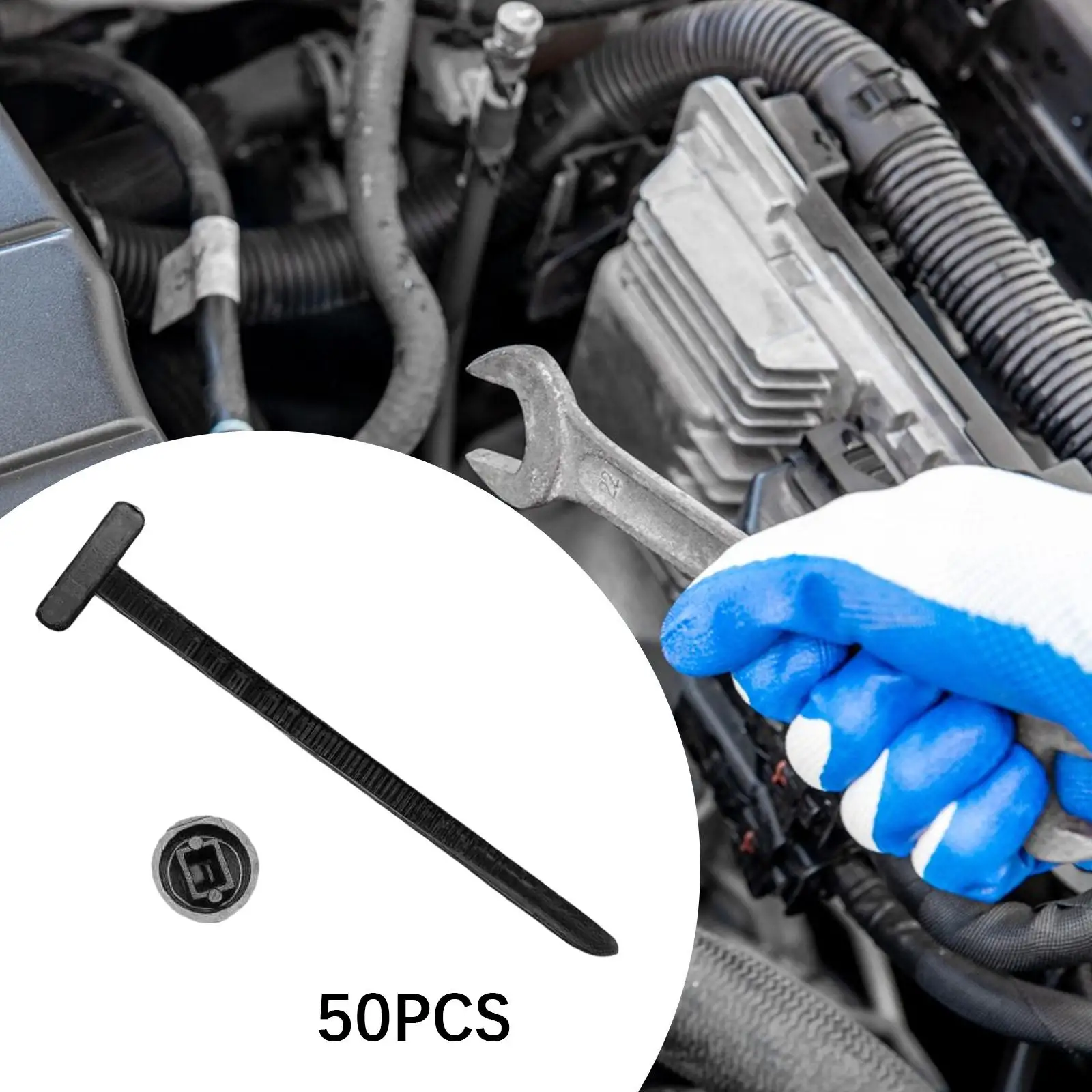 50 Pieces Nylon Cable Ties Automotive Nylon Tie Buckles Professional High Performance Car Accessories Cable Management Straps