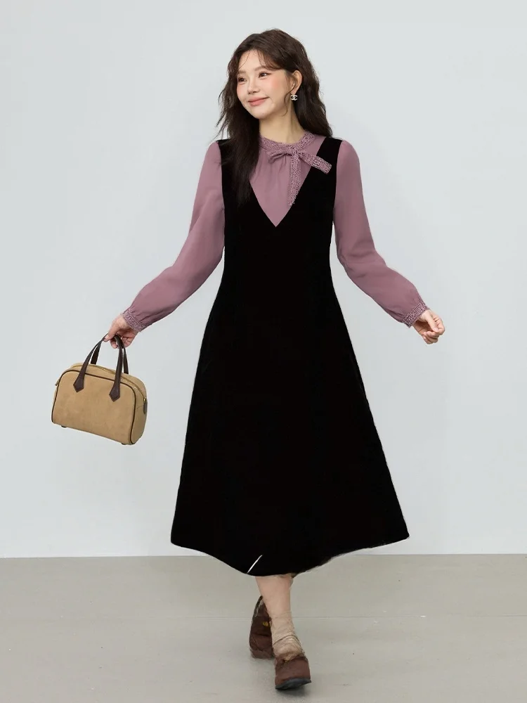 

Spring New Design plus Size Women's Dr Knot Slimming Splice Skirt Commute Sle High Waist A-Line Polyester Fiber