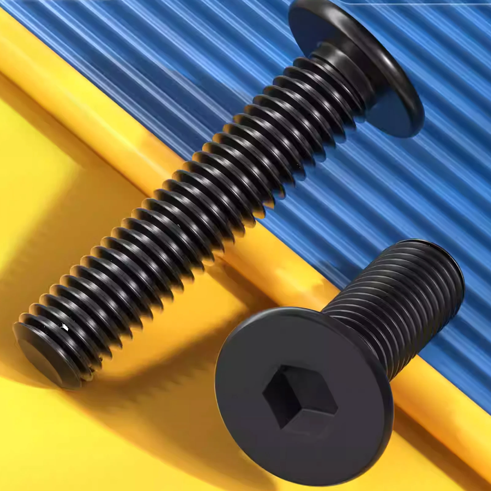 1/50Pcs M1.6M2M2.5M3M4M5M6M8M10M12 CM Black Stainless Steel Allen Hexagon Ultrathin Bolt Hex Socket Ultra Thin Flat Head Screw