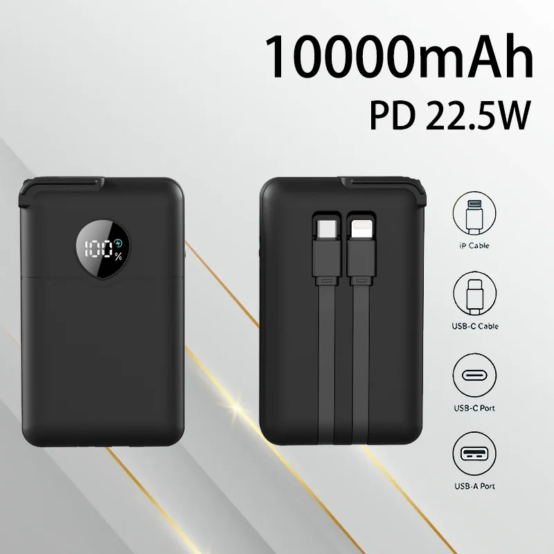 

22.5Wh 10000mAh Power Bank with AC Plug Fast Charging Portable External Battery for Emergency Charging Daily Travel Life