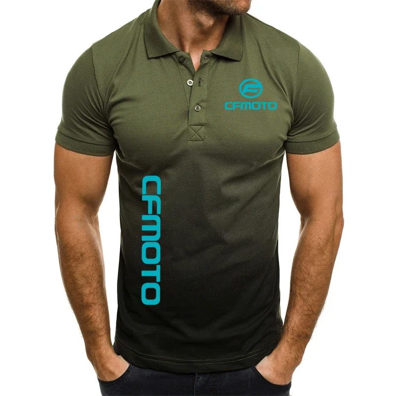 Polo con estampado 3D degradado de Cfmoto para hombre, camiseta de calle de Hip Hop, y2k Harajuku Camiseta cómoda de gran tamaño, novedad de verano 2024