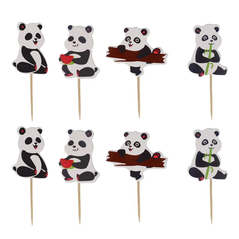 Big Panda Chinese national treasure Animal Cake Toppers, Panda Cupcake and Toothpick, Kids Birthday Party Decoration Gift, 24Pcs