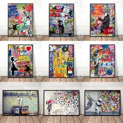 Pop Street Graffiti Art Canvas Paintings The Kiss ,life Is Short,chill The Out Banksy Wall Art Posters Picture for Home Decor