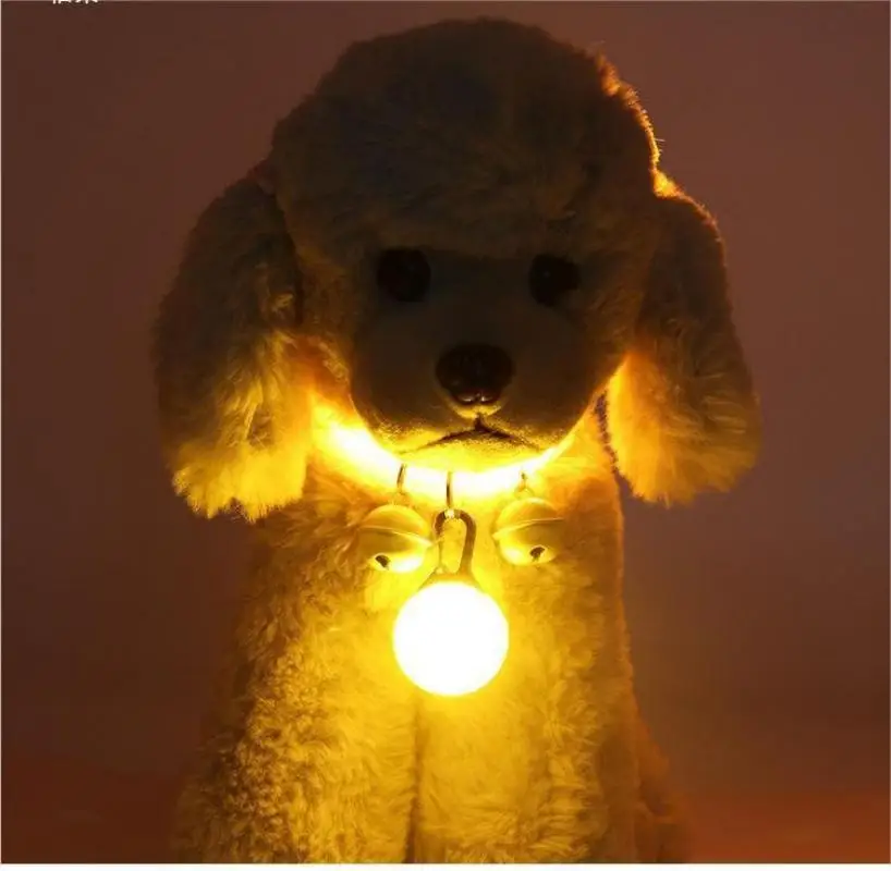 Led Light Dog Collar Rechargeable Glowing Usb Luminous With Bell For Big Cat Collar Small Bright Labrador Pets Dogs Products