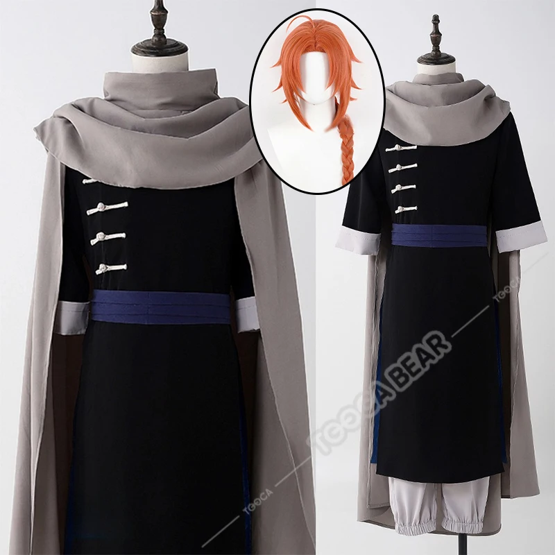 Kamui Cosplay Costume Wig Anime Gintama Uniform Cloak Red Hair Halloween Party