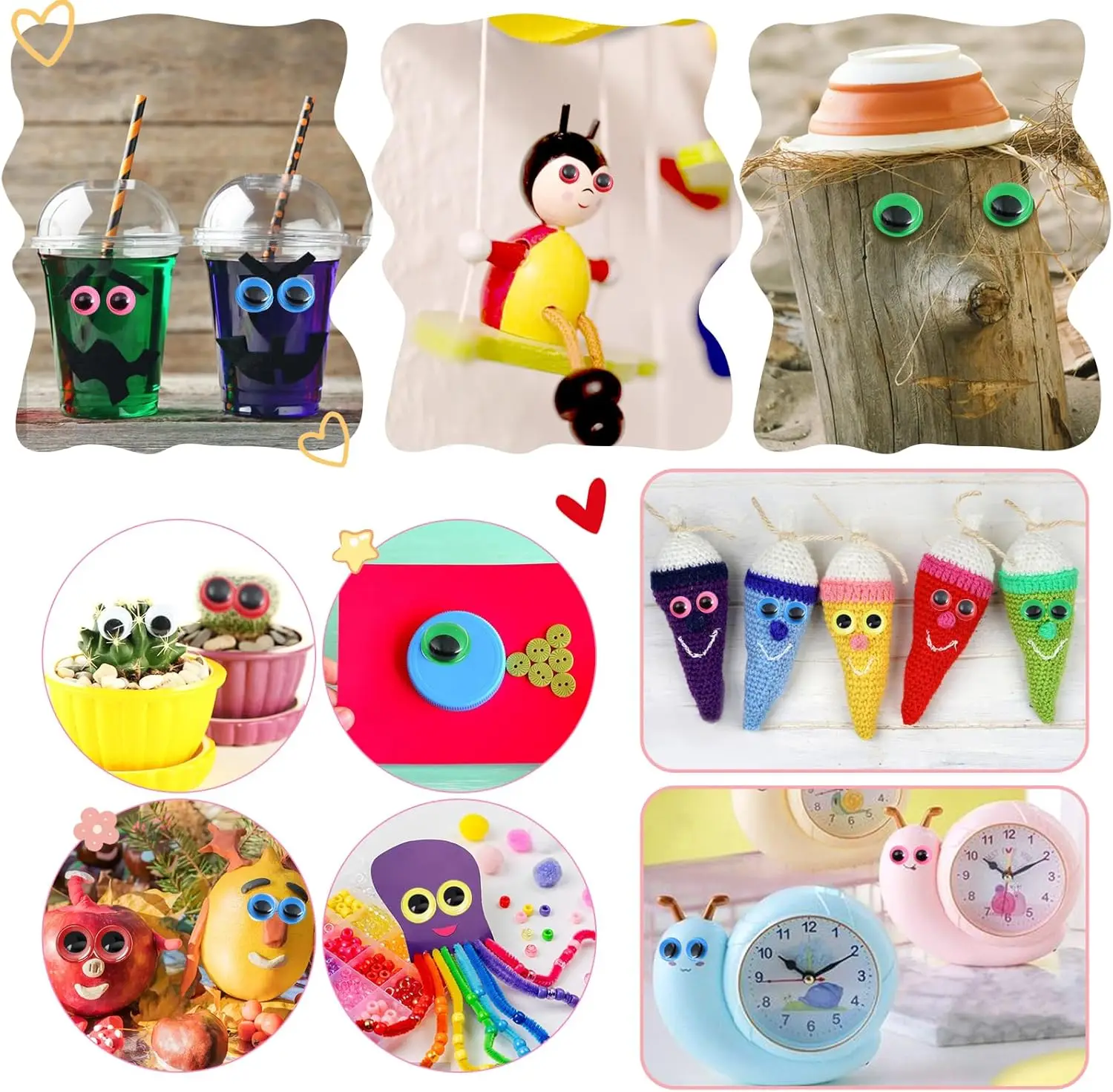 300 قطعة تذبذب عيون جوجلي ذاتية اللصق للحرف اليدوية ملصق عيون 8 مللي متر إلى 15 مللي متر ألوان متنوعة مستديرة الحرف البلاستيكية عيون للفنون ذاتية الصنع #6