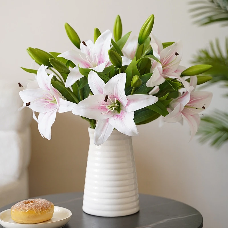 Real Looking Lily Branch Simulated Lily Single Wedding Photography Prop Simulated Flower Home Flower Arrangement Artificial Lily