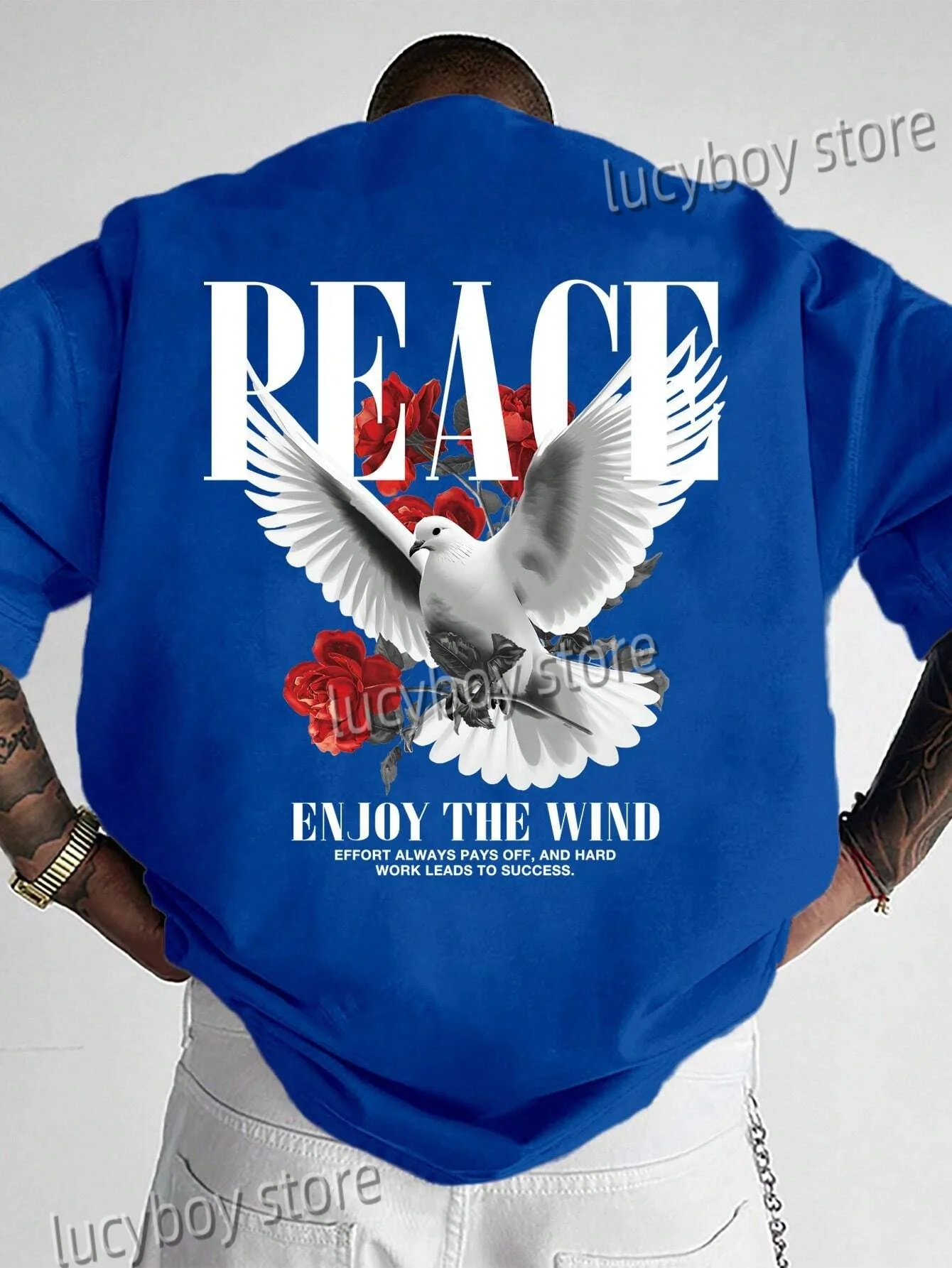 Men Summer 3D Peace Dove Printed T-Shirt Man Short Sleeve Round Neck Fashion TeeS Vintage Casual Oversize Tops Men Clothes