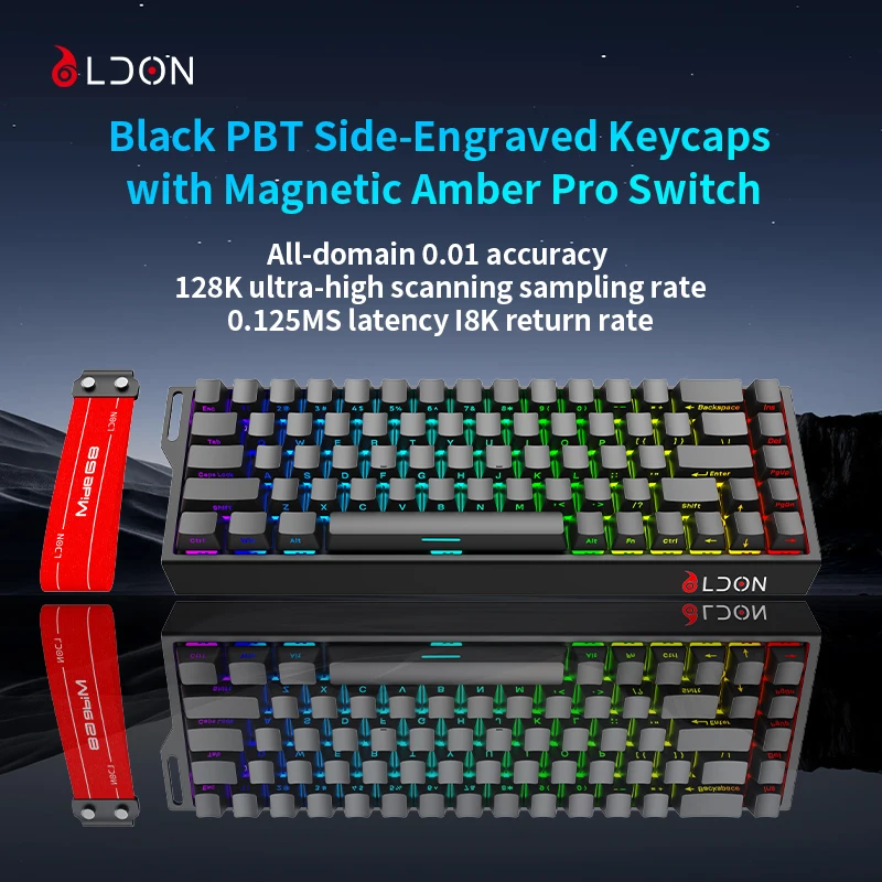 LDON Mide 68 8000Hz Magnetic Switch Gaming Keyboard, Wired USB RGB 68Keys Neon Light for PC E-sports