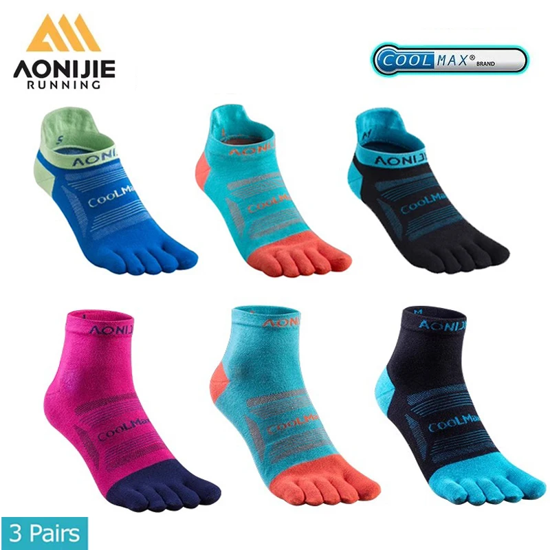 

AONIJIE 3 пары спортивных носков для мужчин и женщин, носки для бега, быстросохнущие дышащие противоскользящие носки для пешего туризма, йоги, гонок, марафона