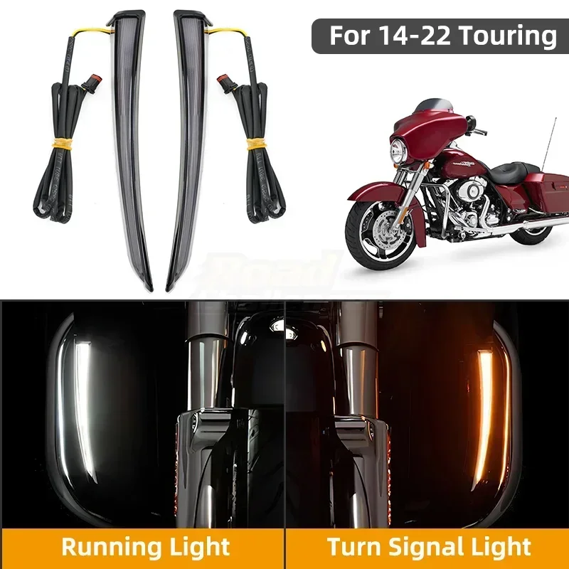 Motorcycle LED Running Light Turn Signal Fairing Lower Lights For Harley Touring Road Street Glide Electra Glide FLHR 2014-up