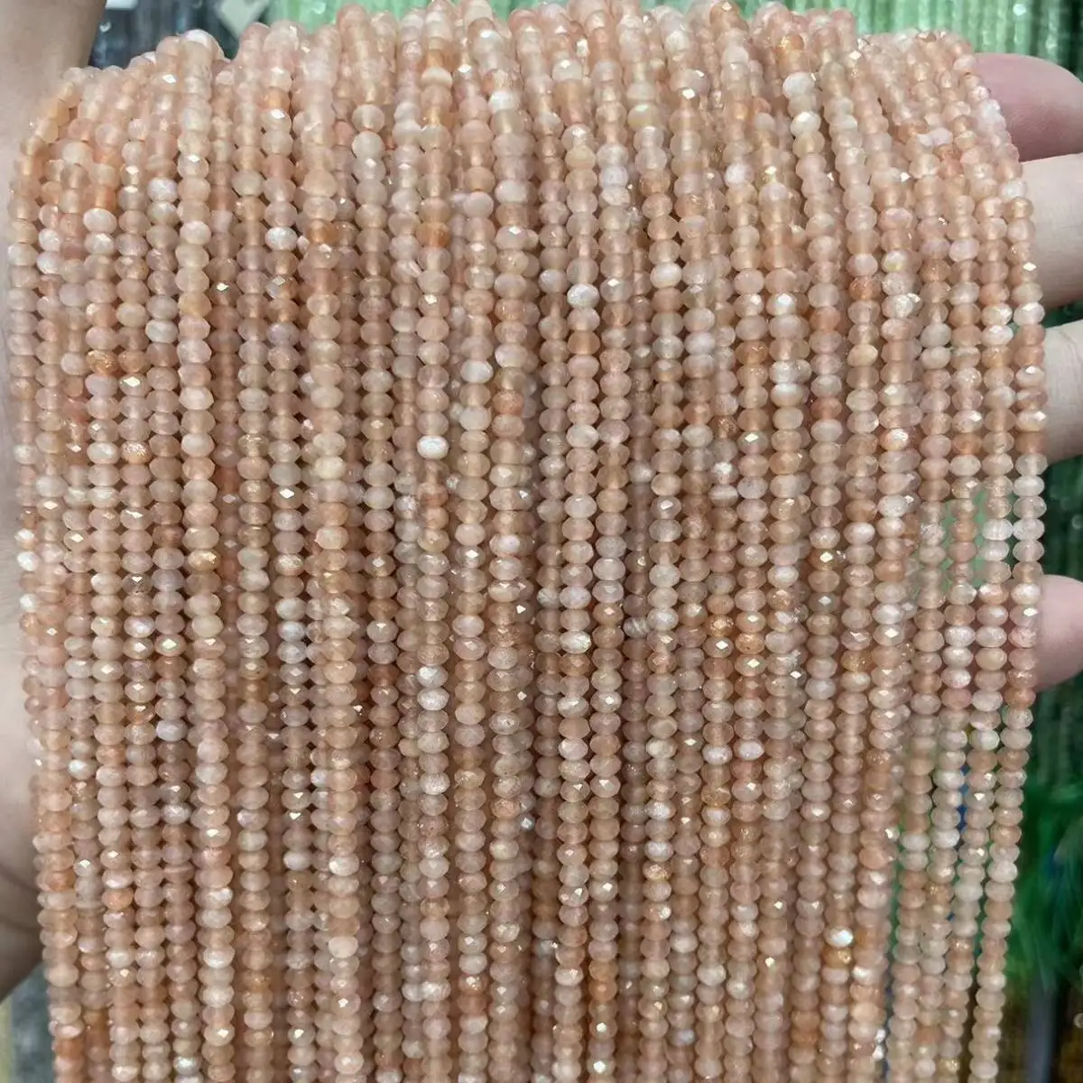 100% Natural Stone Beads AAA Sunstone Faceted Rondelle Spacer Beads 3x4mm For Jewelry DIY Bracelet Necklace Making