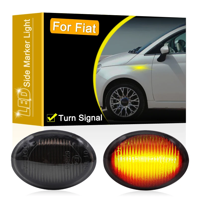 Smoked Lens Waterproof LED Side Fender Marker Lamp Turn Signal Light For Fiat 500 2007 2008 2009 2010 2011 2012 2013 2014-2019