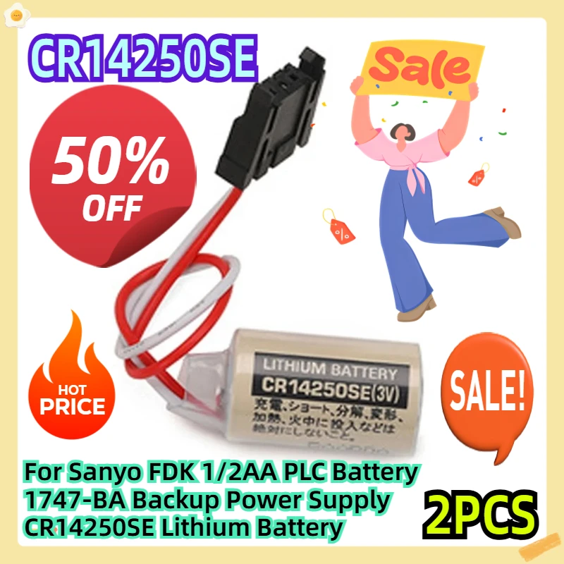 

For Sanyo FDK 1/2AA 3V PLC Battery 1747-BA Backup Power Supply CR14250SE 3V Lithium Battery 2pcs